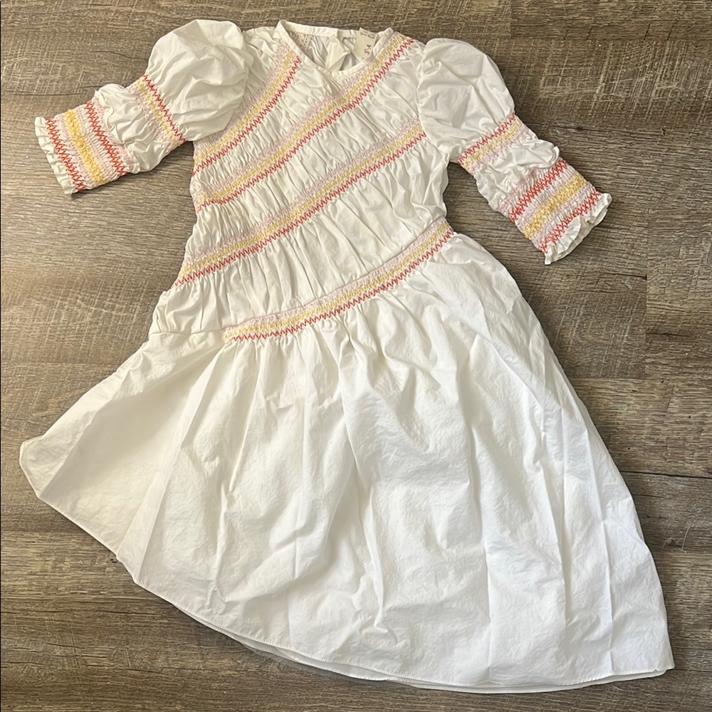 Tia Cibani PIA BUSTLED SMOCKED MAXI Dress Size 3/4